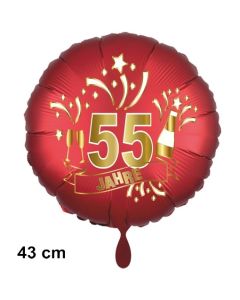 Luftballon aus Folie zum 55. Jahrestag und Jubiläum, 43 cm, rot,  inklusive Helium