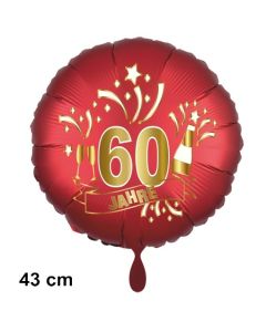 Luftballon aus Folie zum 60. Jahrestag und Jubiläum, 43 cm, rot,  inklusive Helium