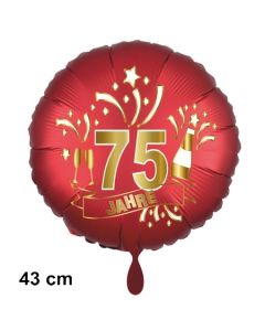 Luftballon aus Folie zum 75. Jahrestag und Jubiläum, 43 cm, rot,  inklusive Helium