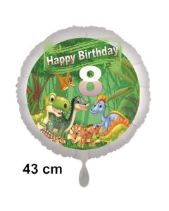 Dinosaurier Luftballon Zahl 8 zum 8. Geburtstag, 43 cm