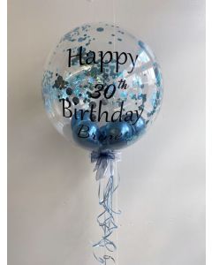 Bubbles Ballon mit Konfetti und Beschriftung