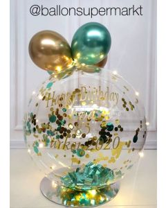 Tischdeko mit Aquaballon und LED Lichterkette