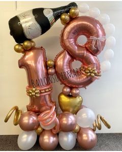 Luftballon-Deko zum Geburtstag in Rosegold mit Zahlen