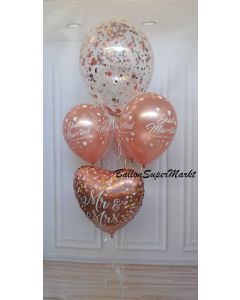 Ballon-Bouquet Rosegold mit Konfetti Luftballon