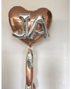 XL Herzballon in Rosegold mit Buchstaben JA 