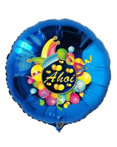 Ahoi, Luftballon aus Folie, Folienballon mit Ballongas, Rundballon blau zur Fasnacht