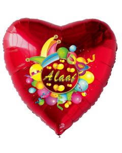 Alaaf, Luftballon aus Folie, Folienballon mit Ballongas, Herzballon rot zu Karneval