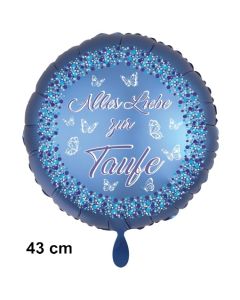 Alles Liebe zur Taufe. Luftballon aus Folie, 43cm, satin de luxe, blau