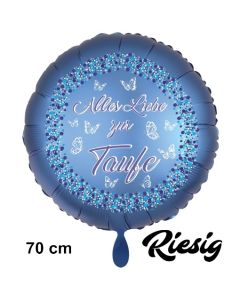 Alles Liebe zur Taufe. Luftballon aus Folie, 70cm, satin de luxe, blau