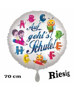 Luftballon aus Folie, 70 cm, inklusive Helium, Satin de Luxe, weiß zur Ein schulung: Auf geht's! Schule!