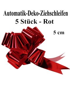 Automatik-Ziehschleifen, Rot glänzend, 5er Set