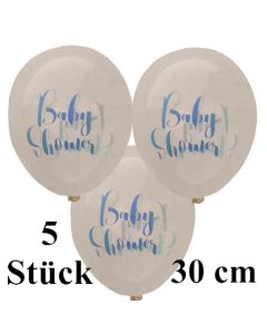 5 Luftballons Babyshower, 30 cm, transparent