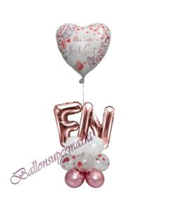 Stilvolle Ballondeko, Alles Liebe zur Hochzeit Mauve mit den Anfangsbuchstaben der Brautleute, Dekobeispiel