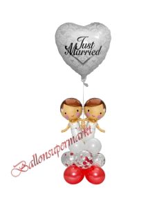 Stilvolle Ballondeko, Just Married Hochzeitspaar Frauen