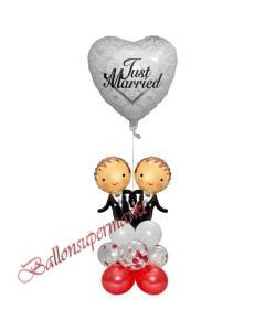 Stilvolle Ballondeko, Just Married Hochzeitspaar Männer