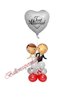 Stilvolle Ballondeko, Just Married Hochzeitspaar