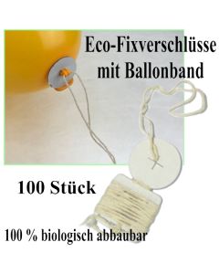 Öko-Ballonverschlusse mit Bändern, 100 Stück