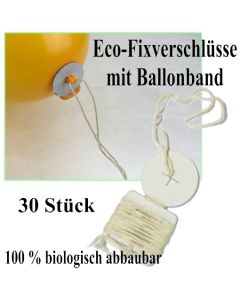 Öko-Ballonverschlüsse mit Bändern, 30 Stück