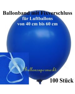 Ballonband mit Fixverschluss, für Luftballons von 40 cm bis 60 cm, 100 Stück