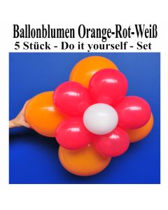 Ballonblumen-Orange-Rot-Weiß-5-Stueck-Do-it-yourself-Set