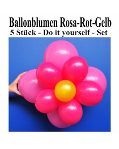 Ballonblumen-Rosa-Rot-Gelb-5-Stueck-Do-it-yourself-Set