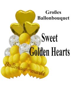 Ballon-Bouquet Sweet Golden Hearts mit 27 Luftballons
