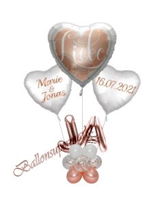 Individuelle Ballondeko, Alles Liebe zur Hochzeit mit den Namen der Brautleute und Hochzeitsdatum, Dekobeispiel