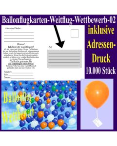 Ballonflugkarten für den Ballonflug-Wettbewerb mit Adressendruck, 10000 Stück