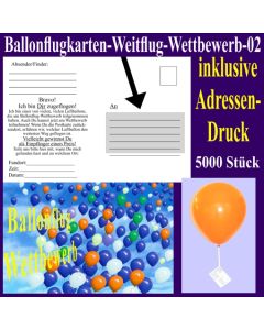 Ballonflugkarten für den Ballonflug-Wettbewerb mit Adressendruck, 5000 Stück