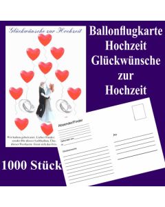 Ballonflugkarten Hochzeit, Glückwünsche zur Hochzeit, Luftballons mit Karten zur Hochzeit steigen lassen, 1000 Karten