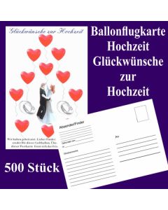 Ballonflugkarten Hochzeit, Glückwünsche zur Hochzeit, Luftballons mit Karten zur Hochzeit steigen lassen, 500 Karten
