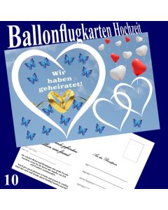 Ballonflugkarten Hochzeit - Wir haben geheiratet! 10 Stück