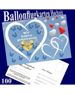 Ballonflugkarten Hochzeit - Wir haben geheiratet! 100 Stück