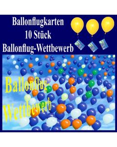 Ballonflugkarten, Ballonflug-Wettbewerb, Weitflug-Ballonkarten, Ballonmassenstart Postkarten, Karten für Luftballons, 10 Stück