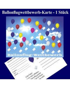 Ballonflugwettbewerbkarte, Postkarte für Luftballons, Ballonweitflug, Ballonmassenstartkarte