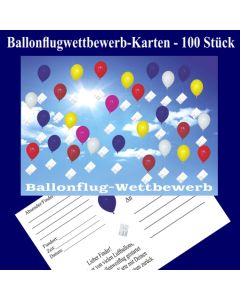 Ballonflugwettbewerbkarten, Postkarten für Luftballons, Ballonweitflug, Ballonmassenstartkarten, 100 Stück