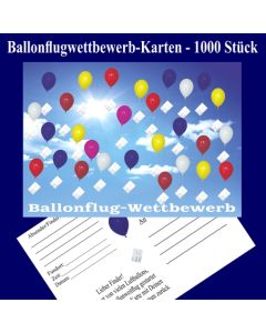 Ballonflugwettbewerbkarten, Postkarten für Luftballons, Ballonweitflug, Ballonmassenstartkarten, 1000 Stück