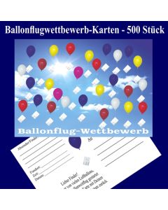 Ballonflugwettbewerbkarten, Postkarten für Luftballons, Ballonweitflug, Ballonmassenstartkarten, 500 Stück