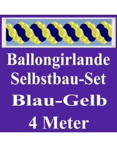 Girlande aus Luftballons, Ballongirlande Selbstbau-Set, Blau-Gelb, 4 Meter