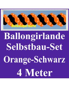 Girlande aus Luftballons, Ballongirlande Selbstbau-Set, Orange-Schwarz, 4 Meter