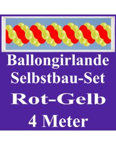 Girlande aus Luftballons, Ballongirlande Selbstbau-Set, Rot-Gelb, 4 Meter