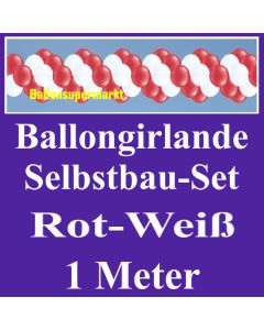 Girlande aus Luftballons, Ballongirlande Selbstbau-Set, Rot-Weiß, 1 Meter