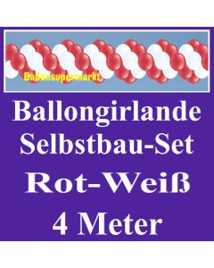 Girlande aus Luftballons, Ballongirlande Selbstbau-Set, Rot-Weiß, 4 Meter