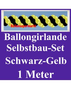 Girlande aus Luftballons, Ballongirlande Selbstbau-Set, Schwarz-Gelb, 1 Meter