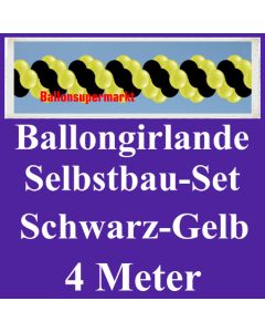 Girlande aus Luftballons, Ballongirlande Selbstbau-Set, Schwarz-Gelb, 4 Meter