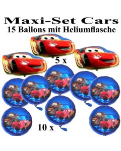 Cars Ballons Helium Maxi Set Kindergeburtstag 15 Cars Luftballons mit Heliumflasche