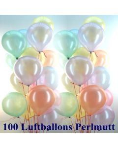 Ballons und Helium Set, 100 Luftballons Perlmutt mit der 10 Liter Helium-Ballongasflasche