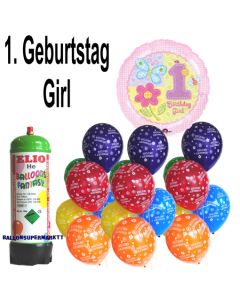 Luftballons Helium Set Mini zum 1. Geburtstag eines Mädchens