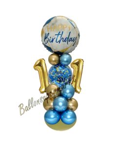LED Ballondeko zum 11. Geburtstag in Blau und Gold