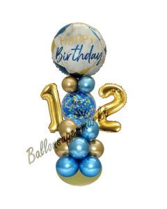 LED Ballondeko zum 12. Geburtstag in Blau und Gold